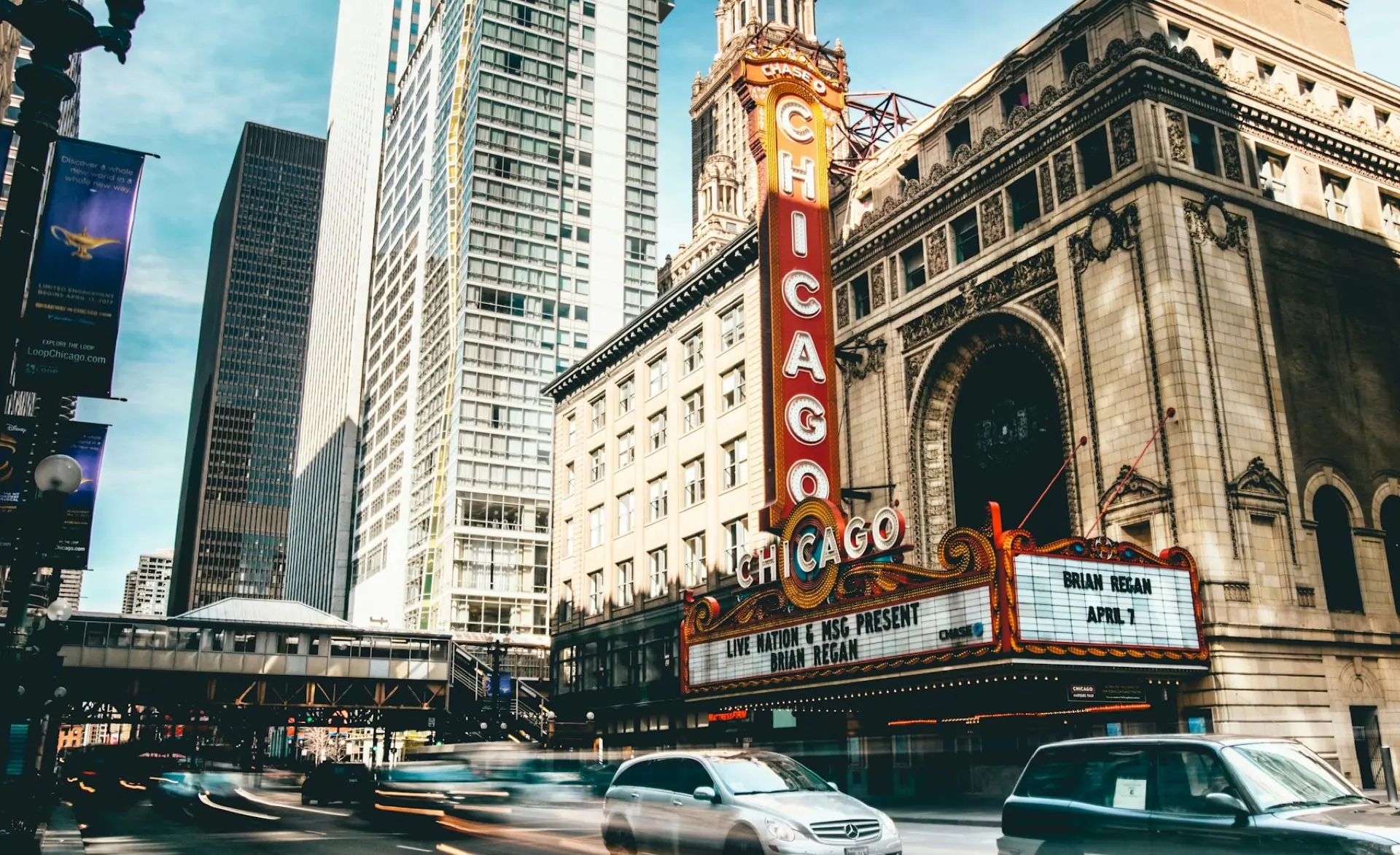 Chicago skyline and urban architecture viewed across the city